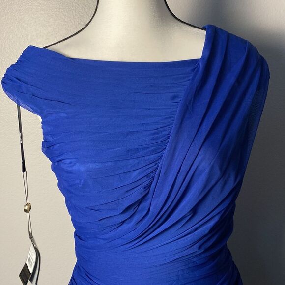 Tadashi Shoji Mesh Ruched Sheath Cocktail Dress Sz M - Picture 3 of 5